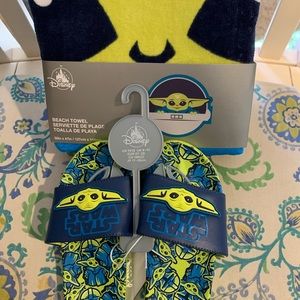 Star wars baby yoda towel and flip flops